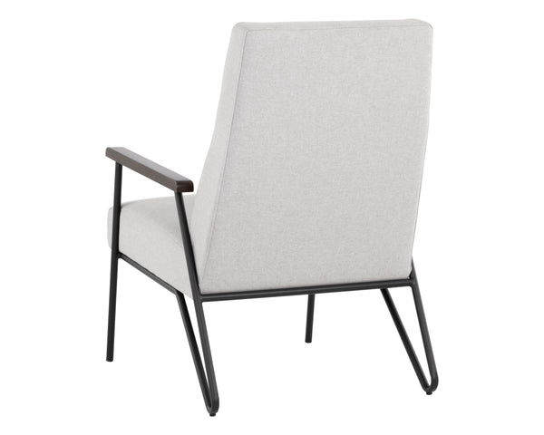 Sunpan Coelho Lounge Chair - Stylish Mid-Century Comfort with Vertical Tufting and Black Steel Base Light Grey