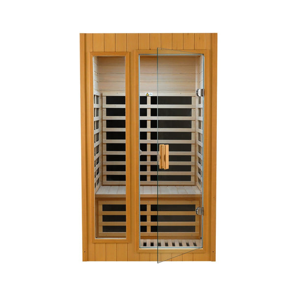 English Elm Hemlock Two Person Far Infrared Indoor Sauna with Bluetooth Audio and Led Lighting W2611P172614
