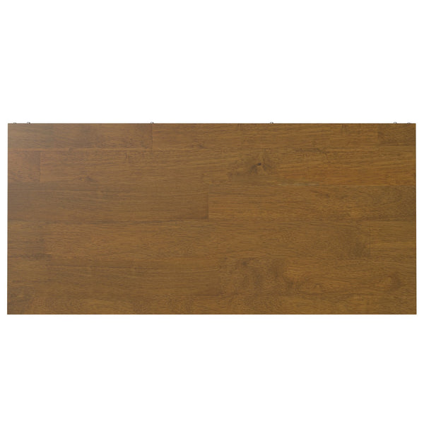 English Elm Banting Mid Century Bookcase – Solid Rubberwood Brown with Metal Base, Adjustable Shelves & Drawers B136P238610