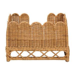 English Elm Bohemian Natural Rattan Pet Bed with Scalloped Border and Removable Foam Cushion B2750P467819