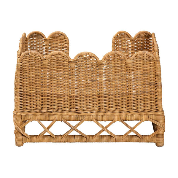 English Elm Bohemian Natural Rattan Pet Bed with Scalloped Border and Removable Foam Cushion B2750P467819