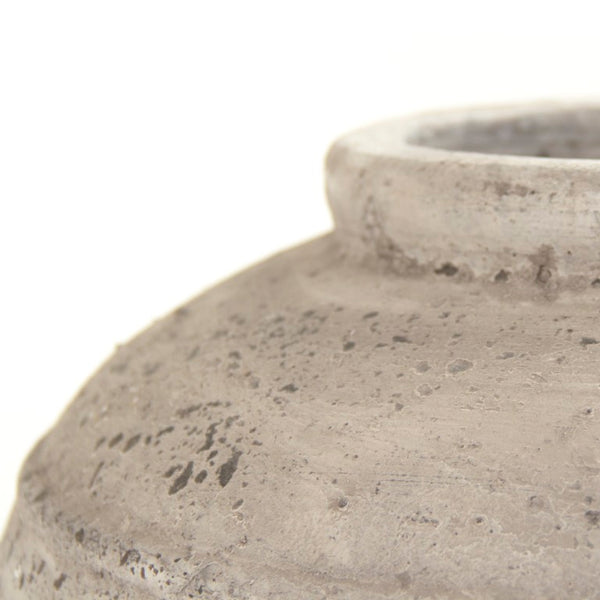 Zentique Distressed Grey Terracotta Vase with Weathered Matte Finish — Rustic Sculptural Accent for Shelves W15 x H15 x D15 8489L A344