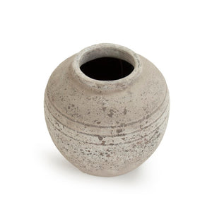 Zentique Distressed Grey Terracotta Vase with Weathered Matte Finish — Rustic Sculptural Accent for Shelves W11 x H11 x D11 8489XS A344