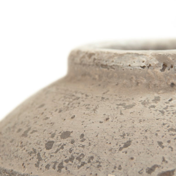 Zentique Distressed Grey Terracotta Vase with Weathered Matte Finish — Rustic Sculptural Accent for Shelves W11 x H11 x D11 8489XS A344