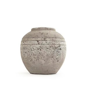 Zentique Distressed Grey Terracotta Vase with Weathered Matte Finish — Rustic Sculptural Accent for Shelves W11 x H11 x D11 8489XS A344