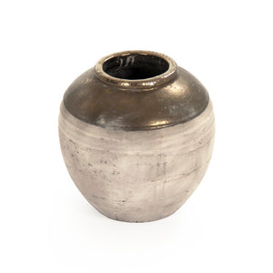 Zentique Gilded Ceramic Vase with Subtle Metallic Sheen — Compact Elegant Accent for Shelves, Tables, Entryways W12.5 x H12 x D12.5 8489S A773A