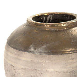 Zentique Gilded Ceramic Vase with Subtle Metallic Sheen — Compact Elegant Accent for Shelves, Tables, Entryways W12.5 x H12 x D12.5 8489S A773A