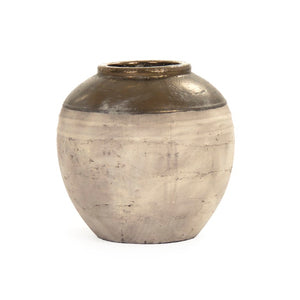 Zentique Gilded Ceramic Vase with Subtle Metallic Sheen — Compact Elegant Accent for Shelves, Tables, Entryways W12.5 x H12 x D12.5 8489S A773A