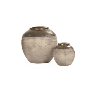 Zentique Gilded Ceramic Vase with Subtle Metallic Sheen — Compact Elegant Accent for Shelves, Tables, Entryways W7 x H7 x D7 8489XS A773A