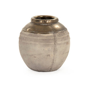 Zentique Gilded Ceramic Vase with Subtle Metallic Sheen — Compact Elegant Accent for Shelves, Tables, Entryways W7 x H7 x D7 8489XS A773A