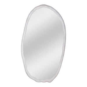 English Elm Foundry Oval Wall Mirror White Aluminum Wood Grain Texture 50 Inch Entryway Accent B2769P498407