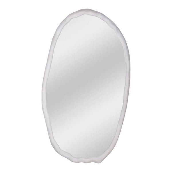 English Elm Foundry Oval Wall Mirror White Aluminum Wood Grain Texture 50 Inch Entryway Accent B2769P498407