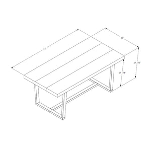 English Elm Walker Edison - Modern Distressed Solid Wood Dining Table with Metal Open Frame, Rustic Oak Plank Top Seats 6-8 B185P169420
