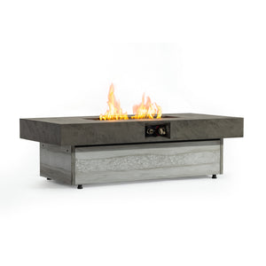 English Elm Outdoor Firepit Table Cement Grey 48x24 Rectangle 50,000 BTU Propane Adjustable Height Modern Design W853P368309