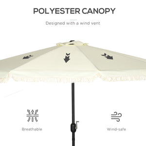 English Elm Outsunny 9Ft Cream White Patio Umbrella With Tilt, Ruffled Canopy, And Durable Steel Frame For Outdoor Fun W2225P200478-GIGA