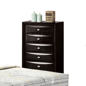 English Elm Black 5-Drawer Chest in Soft Black Finish with Nickel Oval Knobs, Transitional Durable Wood Design B2741P372201