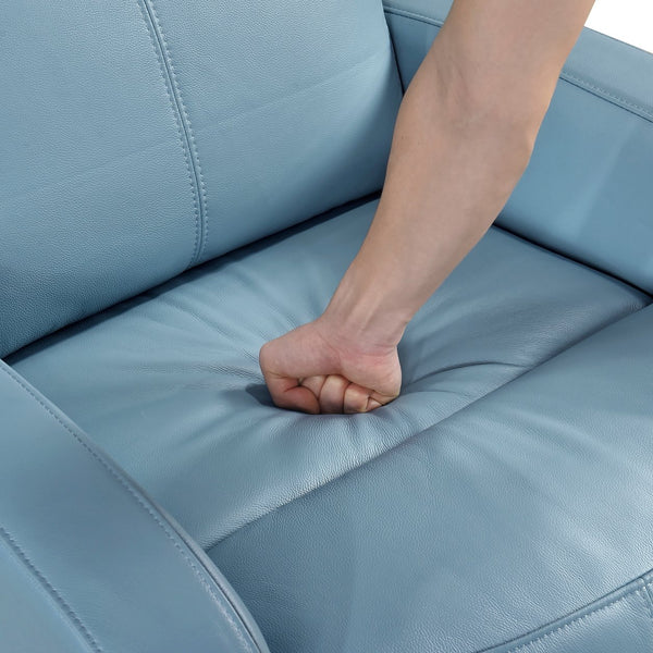 English Elm Glider Top Grain Leather Swivel Recliner Chair – Blue Comfort, 360° Glide, Solid Wood Frame, Luxury B011P330087