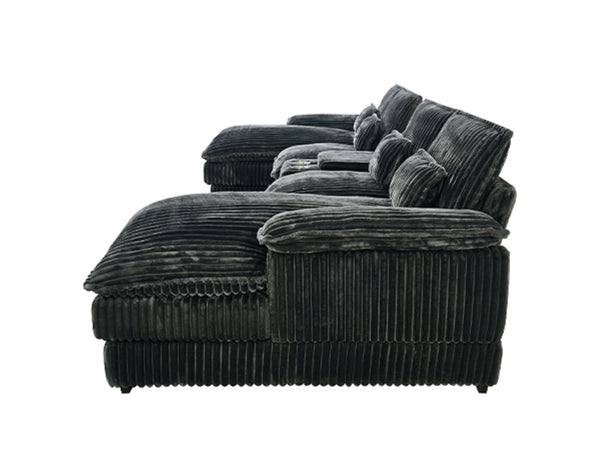 English Elm 120-inch Modular U-shaped Sectional Wool Sofa with Console Usb Ports Seats Six W2564S00025