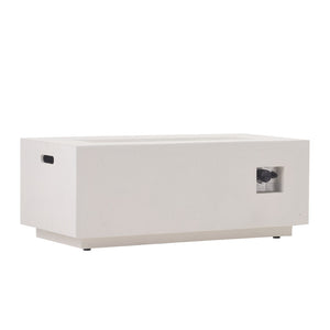 English Elm 40" Rectangular Mgo Concrete Propane Fire Pit 40000 Btu Patio Gathering Table N772P390491W