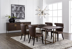 Sunpan JADE Dining Table - Dark Mango Acacia Wood with Antique Brass Inlay for Elegant Dining Experience 102928
