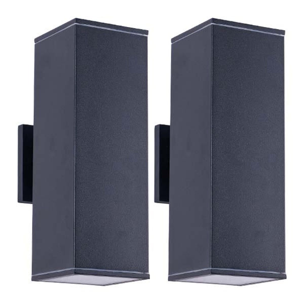 English Elm 12in Matte Black Aluminum Outdoor Wall Sconces up Down Lighting for Porch Patio Set of 4 W2312P416010