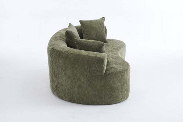 English Elm Crescent-shaped Chenille Loveseat Low Profile Curved Sofa for Modern Living Rooms Green W5188P450355