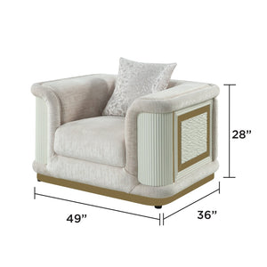 English Elm Bona Oversized Accent Chair Cream Fabric Gold Steel Base Diamond Panels Luxe Lounge B009P417487