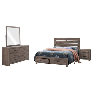 English Elm Sherwood Barrel Oak 4-Piece Queen Bedroom Set - Stylish Storage, Warm Wood Finish, Modern Design B062S01296-GIGA