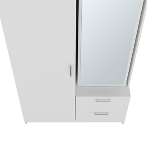 English Elm FM Compact Wardrobe with Hanging Rod, Smooth Drawers and Open Shelves for Organized Bedrooms White 55 L x 23 W x 4 H B128S00183