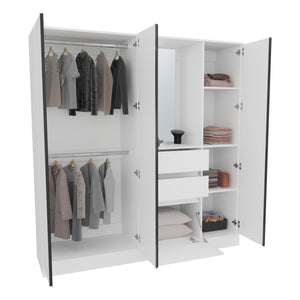 English Elm Kamelot Armoire with Double Doors and Shelves, Hanging Rod, Spacious Kronos Finish Wardrobe Storage White 74.8 L x 24.02 W x 5.51 H B200S00441