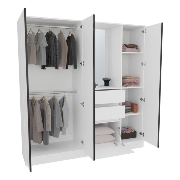 English Elm Kamelot Armoire with Double Doors and Shelves, Hanging Rod, Spacious Kronos Finish Wardrobe Storage White 74.8 L x 24.02 W x 5.51 H B200S00441