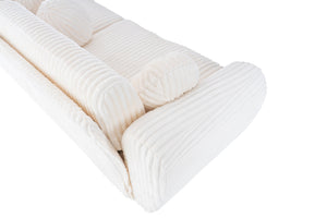 English Elm Modern Sofa - 84" White Corduroy Upholstered Couch, Stylish Sectional Love Seat For Home & Office W2363S00074