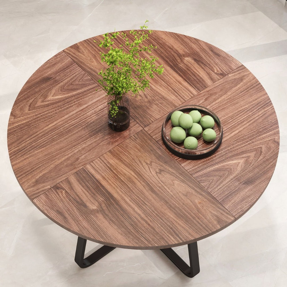 English Elm 43.3" Round Mdf Wood Dining Table X Base Seats Six Modern Apartment Kitchen W1727P426753