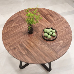 English Elm 43.3" Round Mdf Wood Dining Table X Base Seats Six Modern Apartment Kitchen W1727P426753