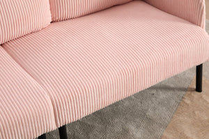 English Elm United We Win Corduroy Loveseat Plush Ergonomic Sofa with Spring Support Metal Legs Pink W1568P410044