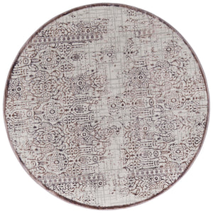 Unique Loom Aberdeen Stanhope Machine Made Border Rug Violet, Light Brown 5' 3" x 5' 3"