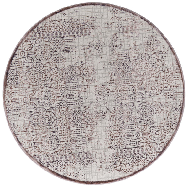 Unique Loom Aberdeen Stanhope Machine Made Border Rug Violet, Light Brown 5' 3" x 5' 3"