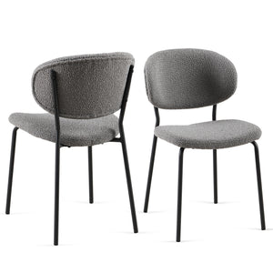 English Elm Grey Boucle Dining Chairs Set Of 2 - Stylish Comfort With Metal Legs For Modern Dining & Living Spaces W1164P195060