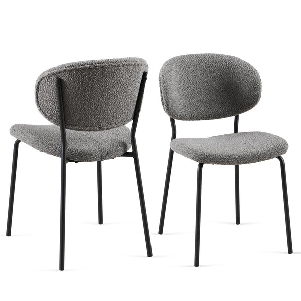 English Elm Grey Boucle Dining Chairs Set Of 2 - Stylish Comfort With Metal Legs For Modern Dining & Living Spaces W1164P195060