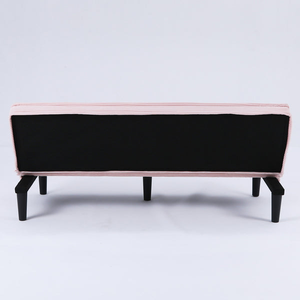 English Elm This 66-inch corduroy sofa bed with button-back design, sturdy wood frame, comfy sponge cushions, 500lb capacity Pink W3371P311451