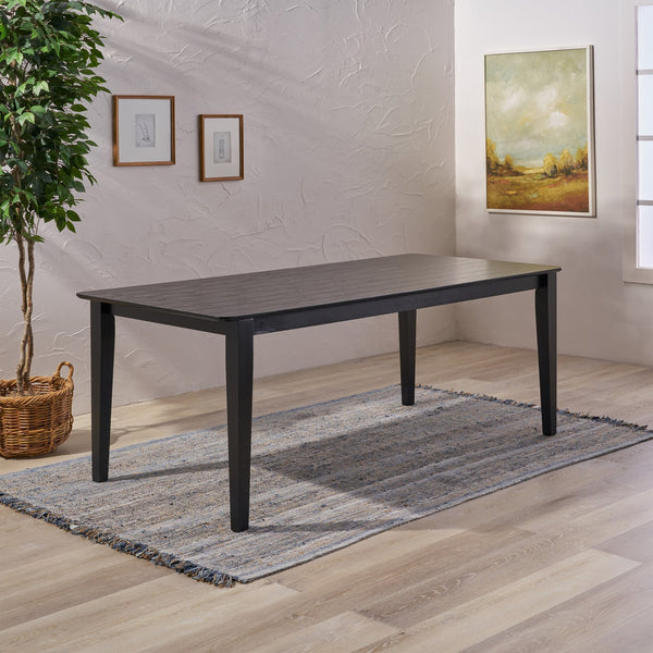 English Elm Christopher Knight Home® - DINING Rustic Farmhouse Slatted Top Table with Solid Rubberwood Construction and Tapered Square Legs Black 65643.00BLK