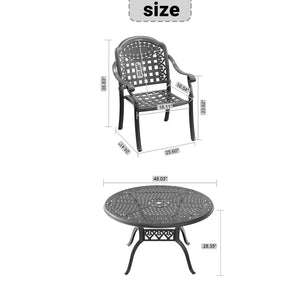 English Elm 5-piece Outdoor Cast Aluminum Dining Set with Swivel Chairs and Round Patio Table W1710S00349