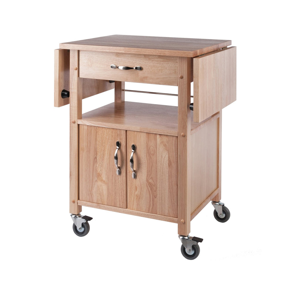 Winsome Wood Rachael Drop Leaf Kitchen Cart - Versatile Utility With Storage, Mobility & Natural Wood Charm! Natural Solid ,Composite Wood 84920-winsome-wood