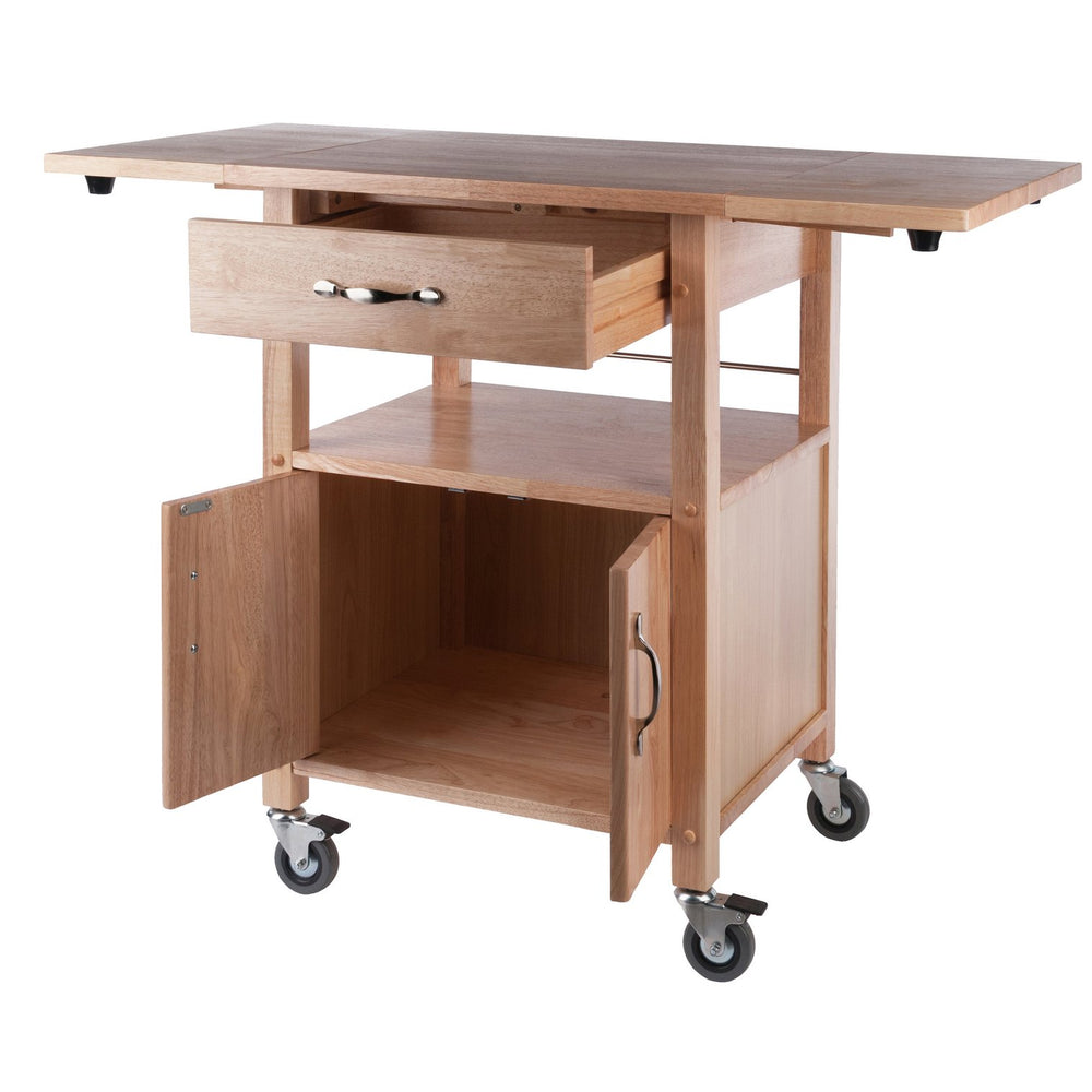 Winsome Wood Rachael Drop Leaf Kitchen Cart - Versatile Utility With Storage, Mobility & Natural Wood Charm! Natural Solid ,Composite Wood 84920-winsome-wood