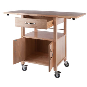 Winsome Wood Rachael Drop Leaf Kitchen Cart - Versatile Utility With Storage, Mobility & Natural Wood Charm! Natural Solid ,Composite Wood 84920-winsome-wood