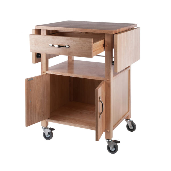 Winsome Wood Rachael Drop Leaf Kitchen Cart - Versatile Utility With Storage, Mobility & Natural Wood Charm! Natural Solid ,Composite Wood 84920-winsome-wood