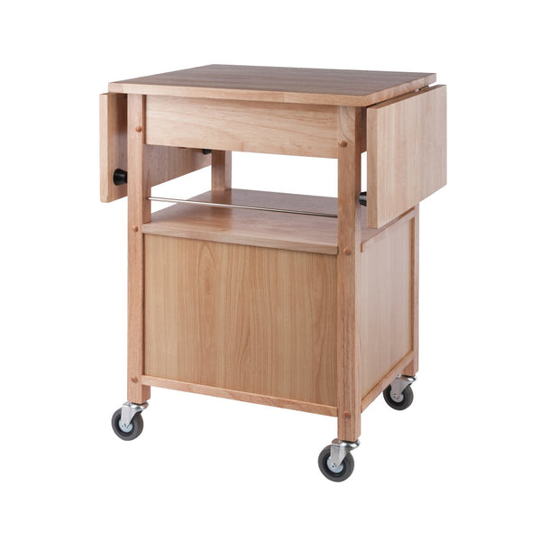 Winsome Wood Rachael Drop Leaf Kitchen Cart - Versatile Utility With Storage, Mobility & Natural Wood Charm! Natural Solid ,Composite Wood 84920-winsome-wood
