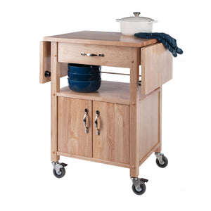 Winsome Wood Rachael Drop Leaf Kitchen Cart - Versatile Utility With Storage, Mobility & Natural Wood Charm! Natural Solid ,Composite Wood 84920-winsome-wood