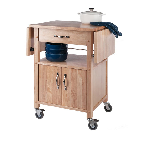 Winsome Wood Rachael Drop Leaf Kitchen Cart - Versatile Utility With Storage, Mobility & Natural Wood Charm! Natural Solid ,Composite Wood 84920-winsome-wood