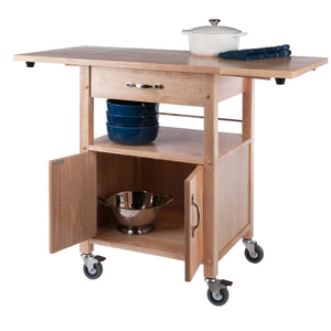 Winsome Wood Rachael Drop Leaf Kitchen Cart - Versatile Utility With Storage, Mobility & Natural Wood Charm! Natural Solid ,Composite Wood 84920-winsome-wood